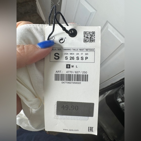 ZARA NWT Cream 100% Cotton Button Up Midi Dress Size Small Side Slits - Picture 9 of 13